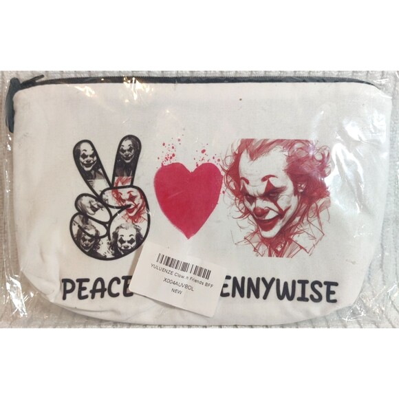 Peace, Love, Pennywise Themed Pencil/make Up, Accessory, Wallet,bag, graphic NEW - Picture 1 of 5